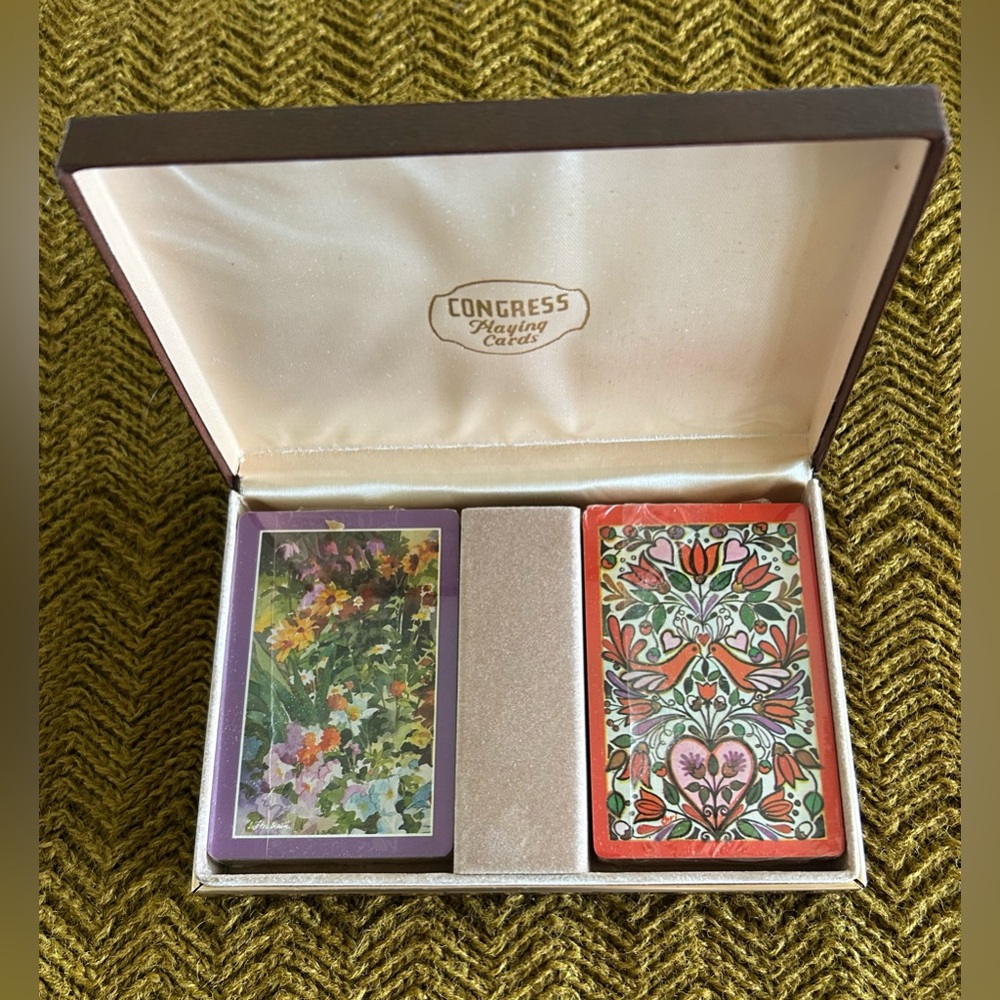 Vintage 70s Congress Playing Cards With Case